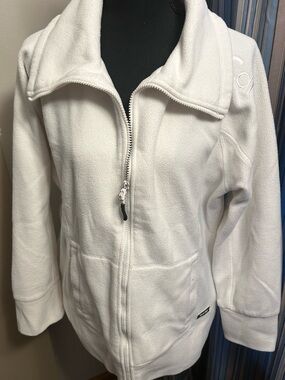Calvin Klein White Plush Zip-Up Fleece Jacket